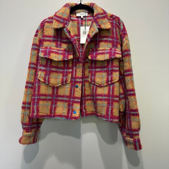 Lucca Couture Women's multi color plaid cropped plaid Jacket Size M - Picture 1 of 11